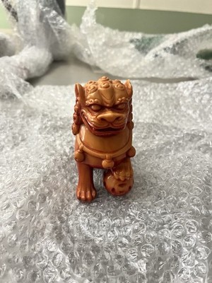 Foo Lion Dog Vintage Chinese Brown Resin