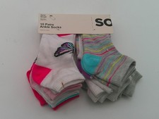 SO Ankle Socks Girls Small 10 Pack Multicolor Stripe Butterfly Hearts Print