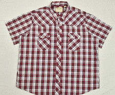 Wrangler Western Shirts Mens 2XL Big Red Plaid Short Sleeve Pearl Snap Shirt