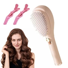 Telescopic Self Cleaning Hair Brush with Two Hair Clips, One Click Comb Anti Sta