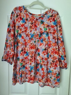 Lori Goldstein Logo Tunic Top Size 2XL Multicolor Abstract 3/4 Sleeve  Pockets
