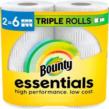 Bounty Essentials Select-A-Size Paper Towels, White, 2 Triple Rolls = 6 Regular
