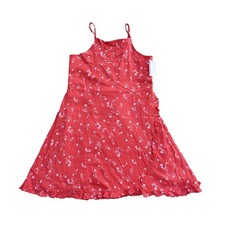 Harper Canyon Watermelon Red Floral Print Smocked Ruffled Straps Mini Dress Girl