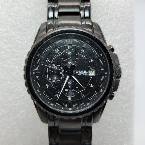 Orologio Uomo Fossil CH-2473 42mm Cronografo Cinturino Acciaio Inox Nero 7,5", Funzionante*