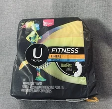 U By Kotex Fitness Liners 80 Individual Wrapped Daily Liners Dual Flex Zones NEW