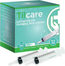 60Ml Catheter Tip Syringe with Covers 25 Pack by - Sterile Plastic Medicine Foo