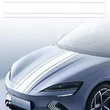 49"x 8.7" Car Hood Stripe Sticker Decal, Vinyl Auto Racing Body Side White