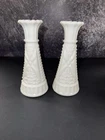 Set of 2 White Milk Glass 6"  Flower Bud Vases