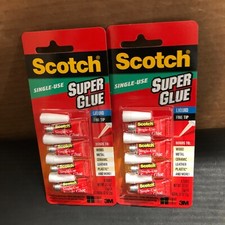  2 PK SCOTCH, Super Glue Liquid Adhesive 0.07 Ounce Fine Tip Single Use AD114,