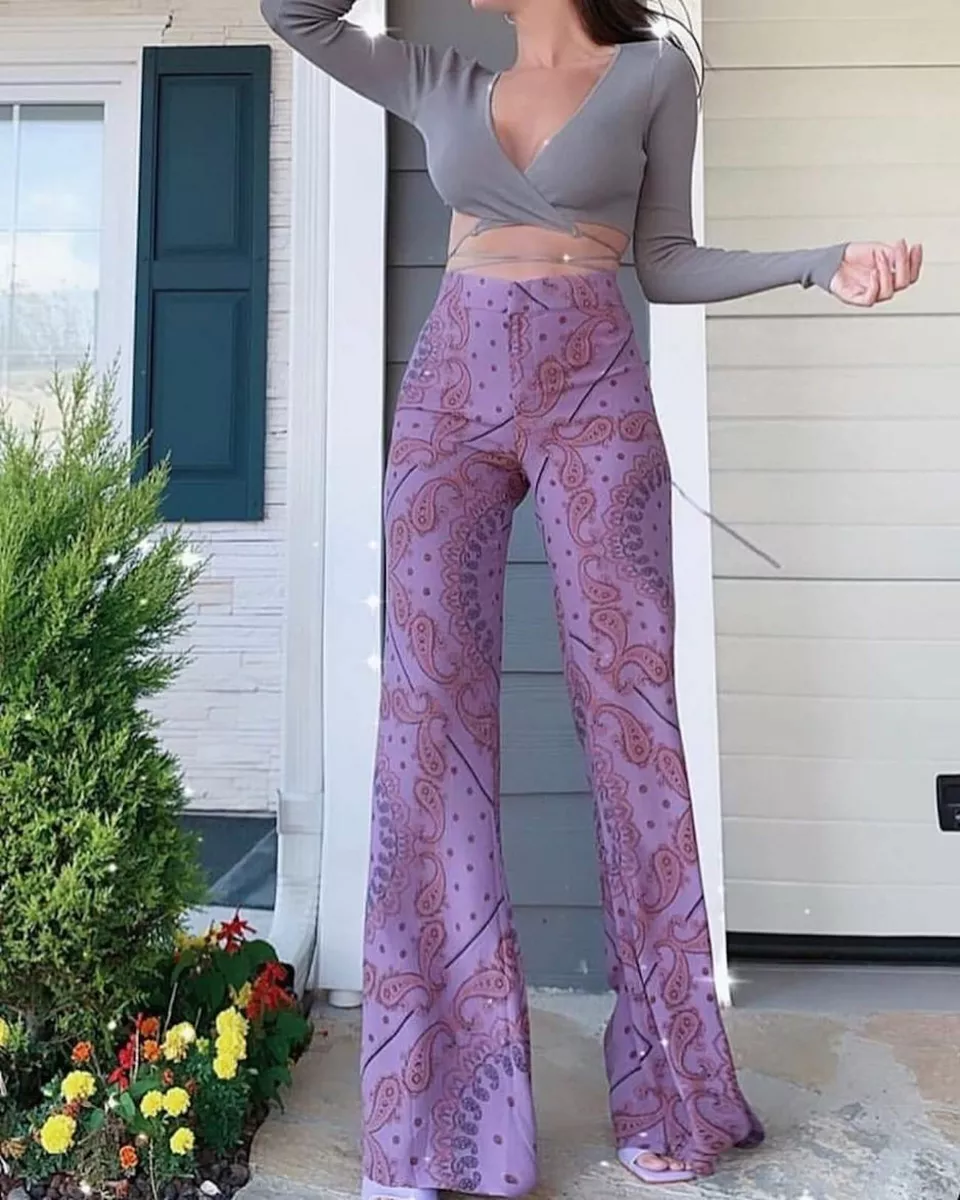 Printed Flare Pants 