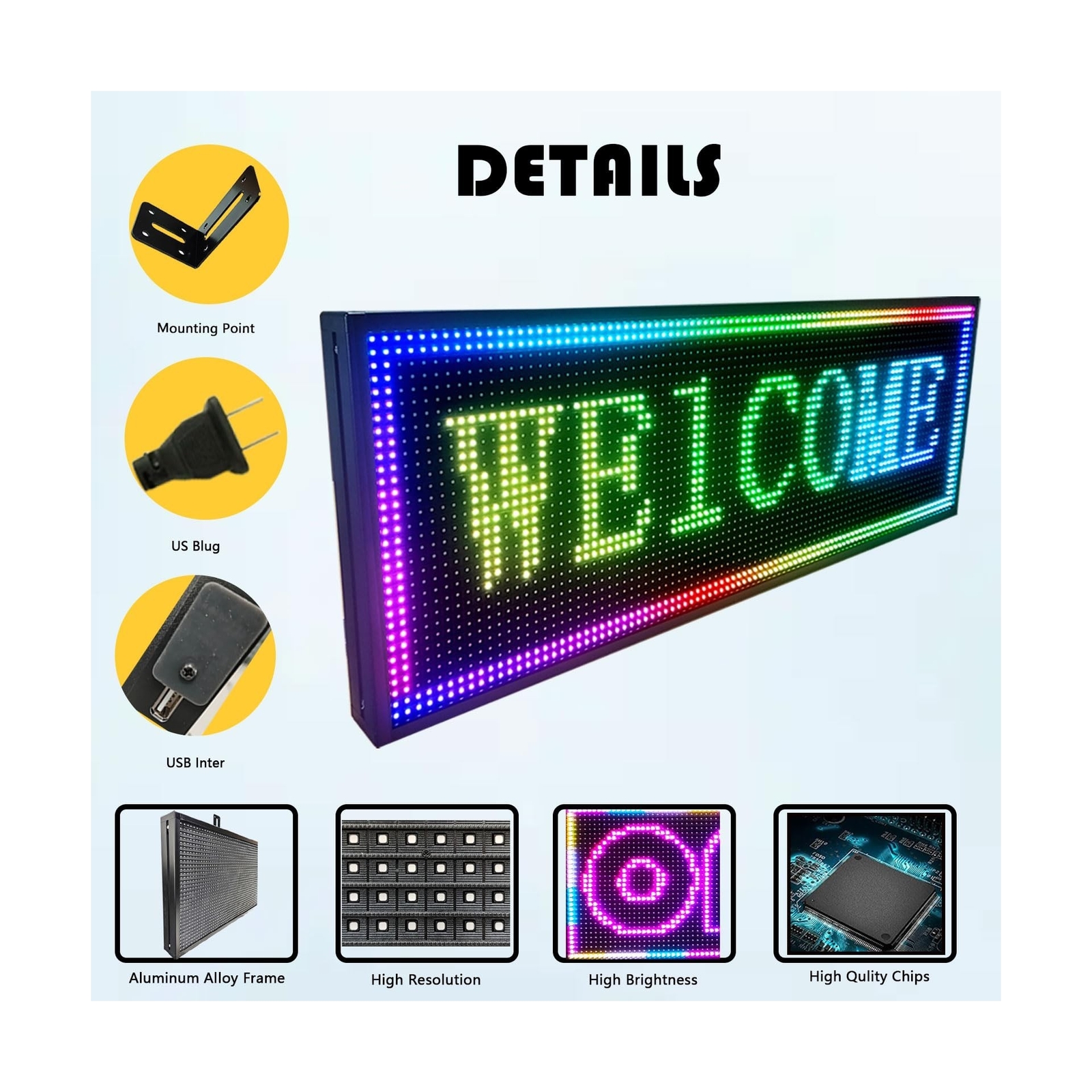 HS Outdoor Scrolling Led Sign Programmable P10 77’’x14’’