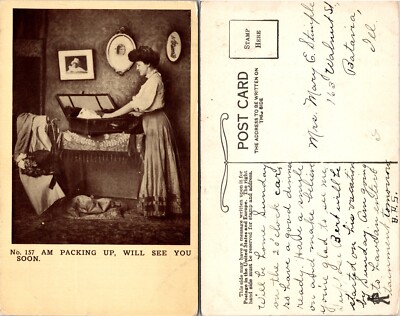 Packing Up Woman Luggage Postcard