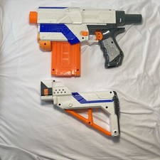 Nerf N Strike Elite White Retaliator Blaster Dart Gun Magazine Stock And Muzzle