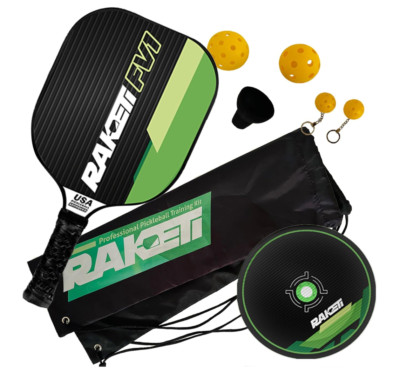 Pickleball Training Kit - Graphite Carbon Fiber Paddle - Wall Targets L@@K