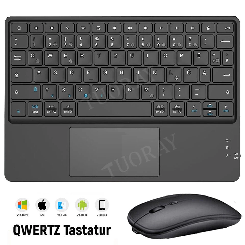 DE Tastatur Funk Maus Wireless Kabellos Keyboard Bluetooth PC iPad Layout QWERTZ - Bild 4 von 4