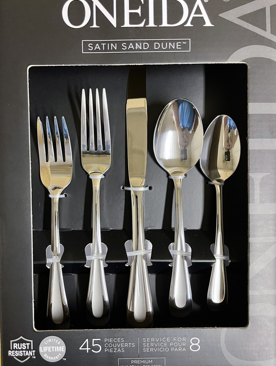 Oneida Satin Sand Dune Flatware, 45pcs Set, Serves 8 New In Box