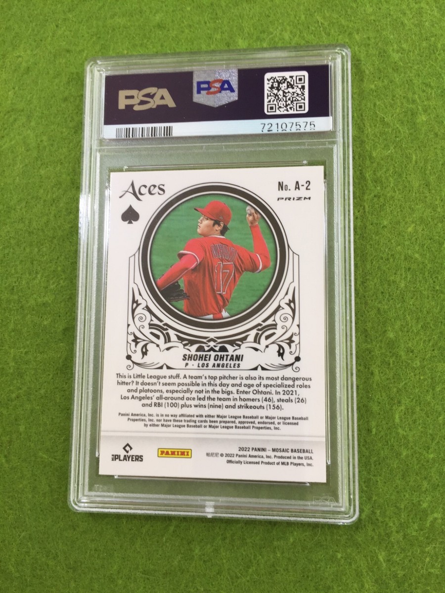 Shohei Ohtani ACES GREEN MOSAIC PRIZM REFRACTOR CARD GRADED PSA 9