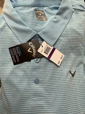 CALLAWAY NEW Golf Polo Shirt Sz XXL Aqua Striped NWT 68 Tag opti-dri