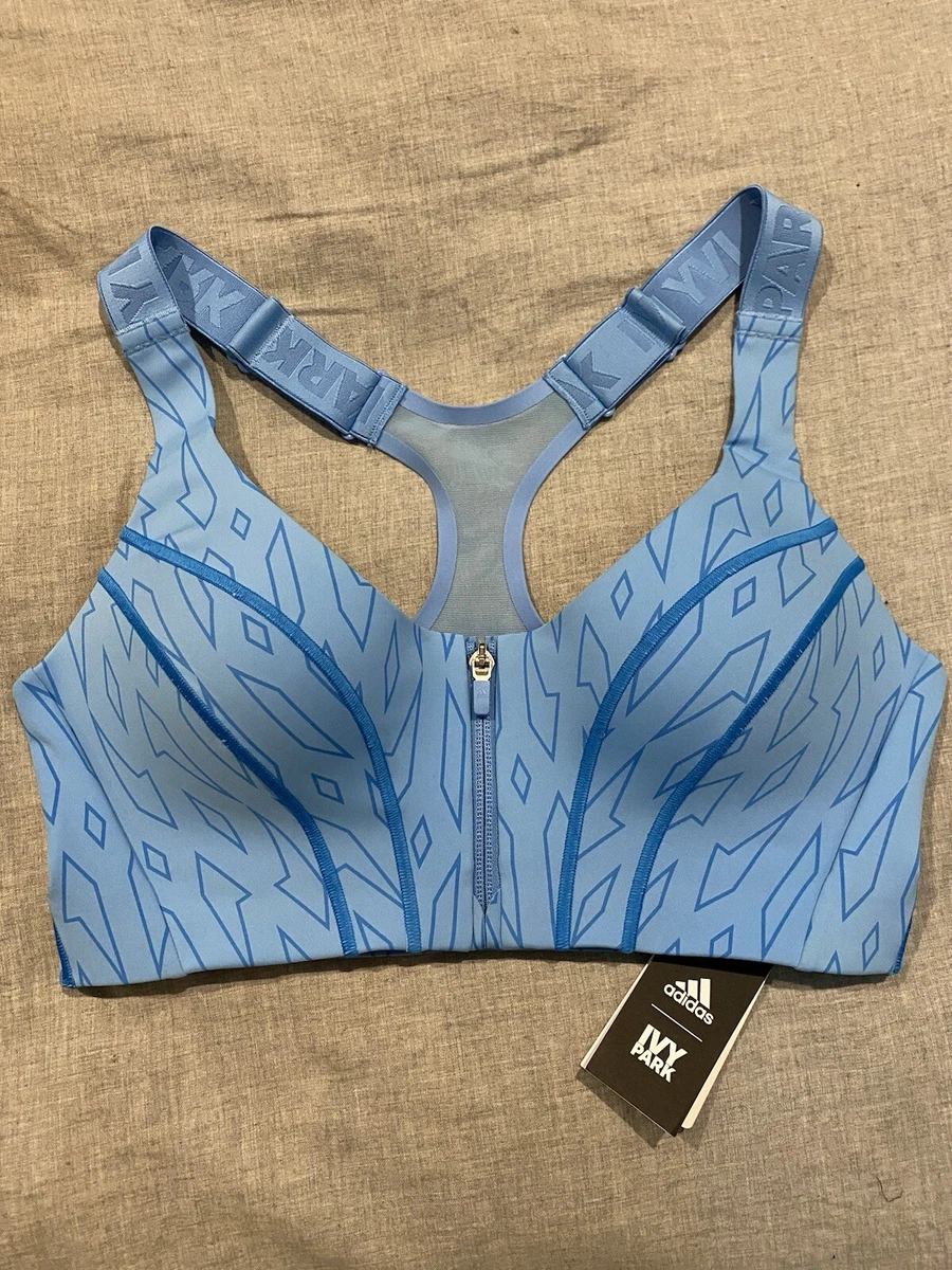 Adidas Originals Ivy Park Sports Bra NWT Blue Monogram - US Medium Front Zip