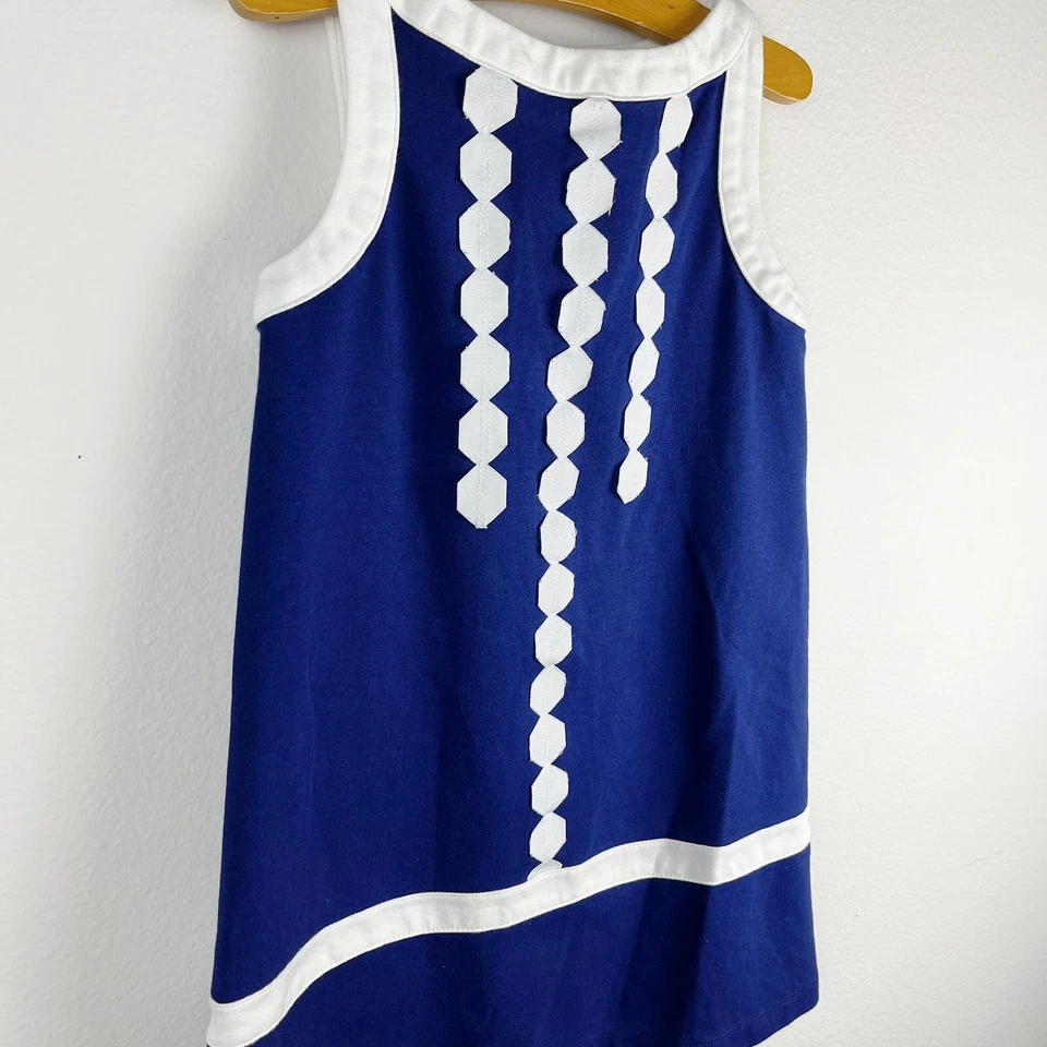 Vestido Gymboree Mod About Orange Geo Shift Azul Marino Blanco Geométrico Talla 7 Foto 4 de 4