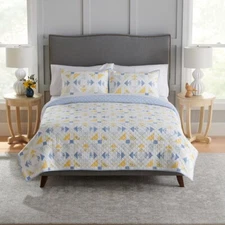 Croft & Barrow Sarah Reversible Cotton Quilt or Sham, Lt Yellow