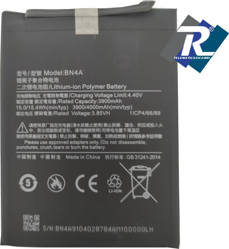 BATTERIA BN4A PER XIAOMI REDMI NOTE 7 M1901F7G - Note 7 PRO M1901F7H 4000 mAh - Immagine 2 di 2