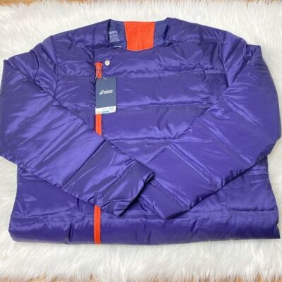 NWT ASICS puffer jacket purple welded long down coat size 2XL