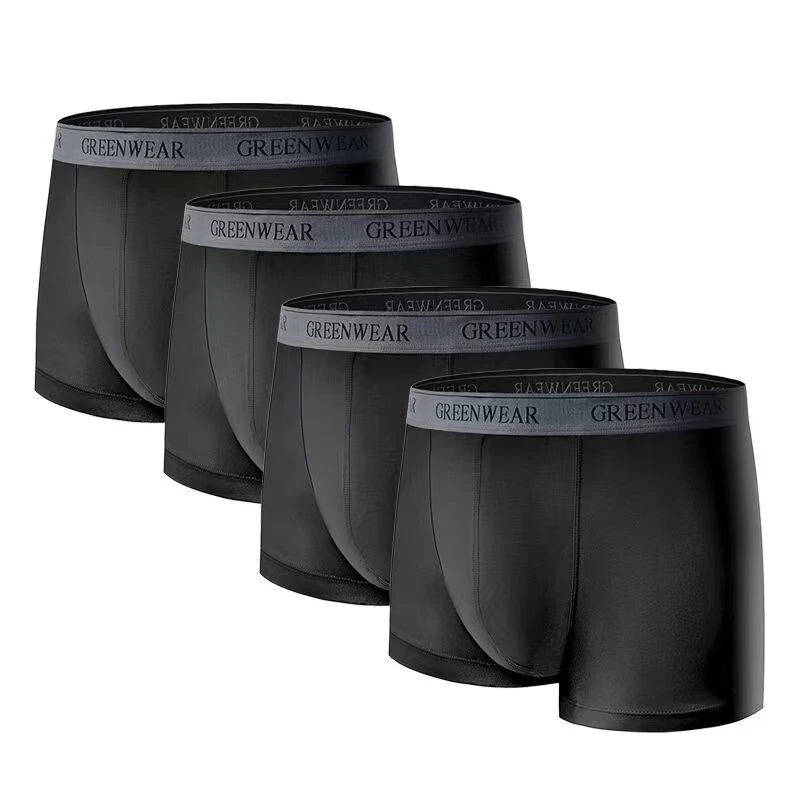 Paquete de 4 calzoncillos boxer GREENWEAR de doble bolsa para hombre - ropa interior modal para hombre, transpirable Foto 2 de 4