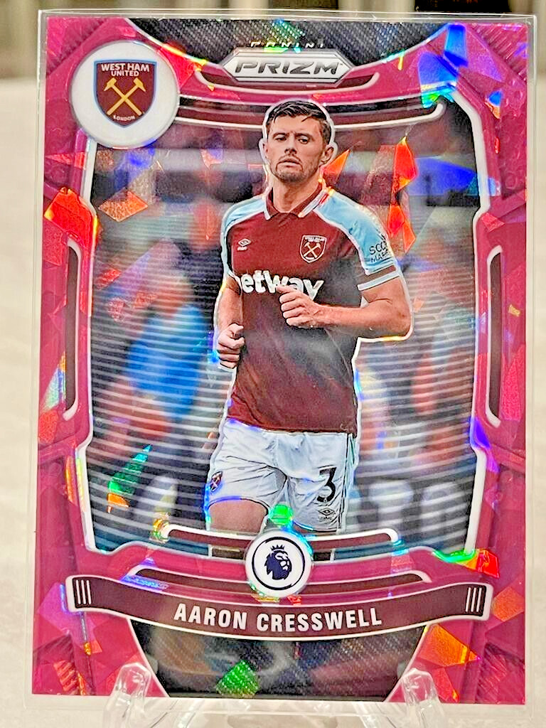 Aaron Cresswell #229 Pink Cracked Ice Prizm 2021-22 Panini Prizm Premier League