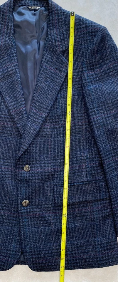 Blazer Traje Chaqueta Barrister Hartmarx Speciality Azul Negro Lana a Cuadros M Foto 4 de 4