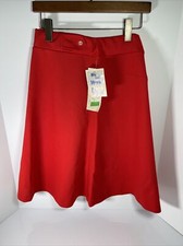 NOS 70s Red Polyester SKIRT VTG 34 Modest Midcalf Visa California Milliken