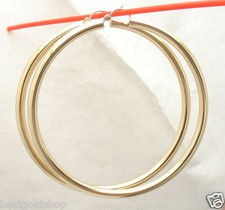 2 3/4" 4mm X 70mm Large Bold Shiny Plain Hoop Earrings REAL 10K Yellow Gold