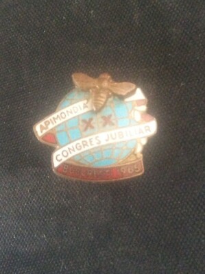 RAR Vintage 1965 Bukarest Kongress Imkerei Imker Emaille BEE Abzeichen Pin