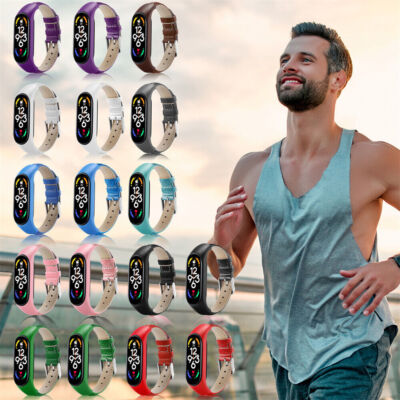 Armband für Xiaomi Mi Band 3 4 5 6 7 Klassisch Leder Fitness Tracker Smartwatch
