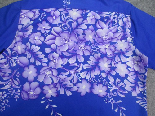 Vintage Hilo Hattie Herrenhemd extra groß blau lila hawaiianisch Blumenmuster 70er USA - Bild 13 von 18