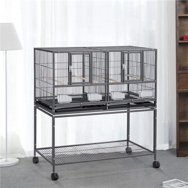 Wide Parrot Cage Bird Cage Divided Breeder Cage with Stand for Small Bird Budgie