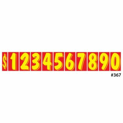 CAR DEALER VERSA-TAG 11 1/2'' VINYL WINDSHIELD NUMBERS Yellow/Red