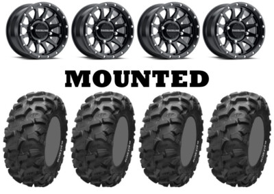 Kit 4 ITP Blackwater Evolution Tires 30x10-14 on Raceline Trophy Matte Black TER