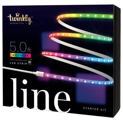Twinkly Line Adhesive & Magentic White Wire Light Starter Kit, Multicolor, 5ft