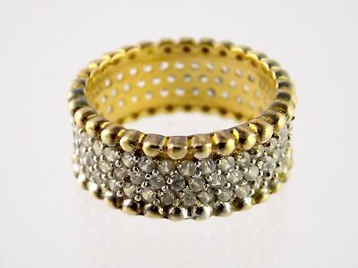 PJM China Gold over Sterling Silver White CZ Encrusted Band PJM China Gold over Sterling Silver White CZ Encrusted Band
