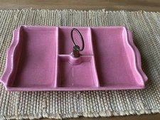 Pink Ceramic Pink Divided Serving Dish -- 4 Compartments
