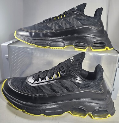 Adidas Men's Quadcube  Black/Yellow Athletic Trainers Sneakers Size 6.5