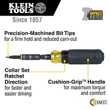 🛠️ Klein Tools 32500HDRT 11-in-1 Screwdriver/Nut Driver Ratcheting Impact-Rated