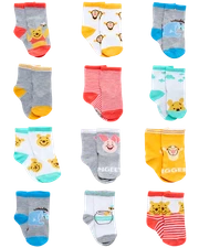 Disney 12-Pair Baby Socks, Winnie-the-Pooh Infant Socks, Newborn Socks ages 0-24