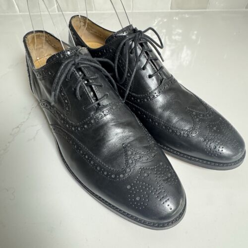 Cole Haan Cambridge Leather Wingtip Men's 10.5 Black Dress Shoe C12914