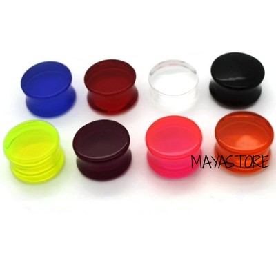 2MM-20MM OHR PLUG KLAR DOUBLE FLARED TUNNEL ACRYL NEON GELB PIERCING FLESH PLUGS