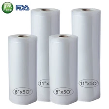 ( 4 ) Vacuum Sealer Bags Roll 8''x50' + 11''x50' Kitchen Food Seal Storage Saver