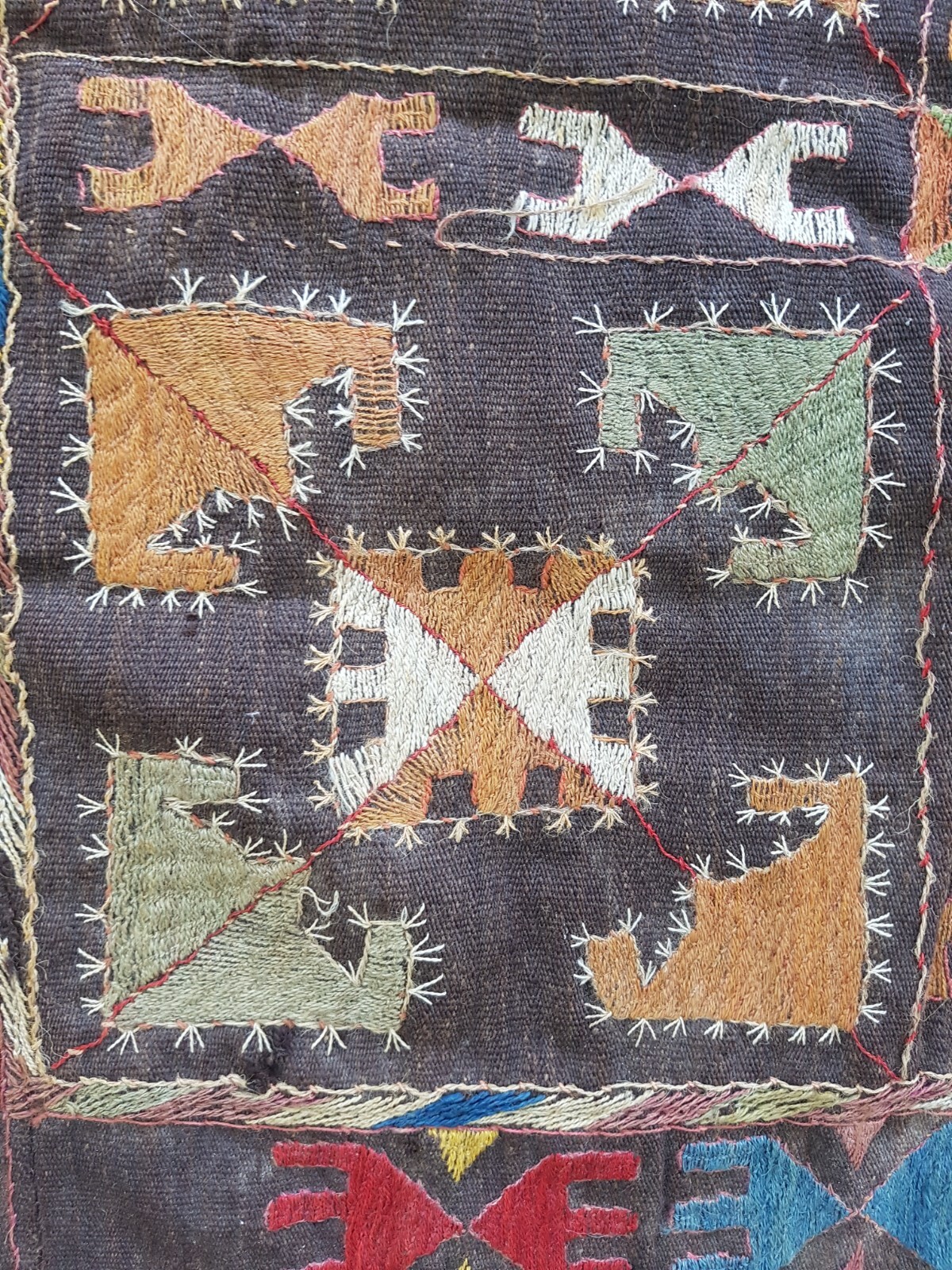 Antique Uzbek Embroidered Aina Khalta 68x60cm