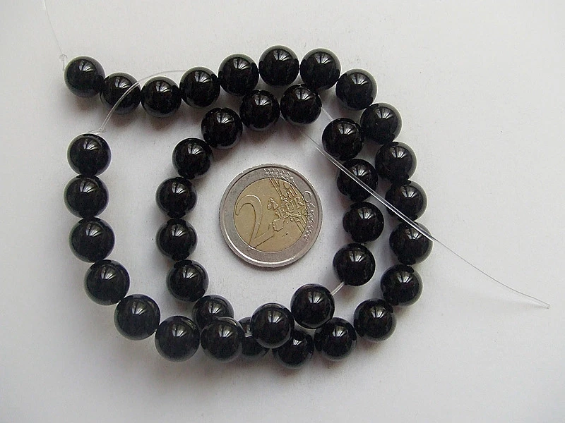 1filo/ 38pz perline pietre dure onice rotondo 10mm colore nero