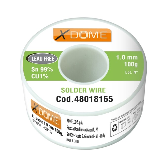 STAGNO SENZA PIOMBO Sn 99% Cu 1% 1mm 100GR XDOME